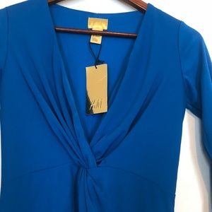NWT Royal Blue Fitted Wrap Mini Dress